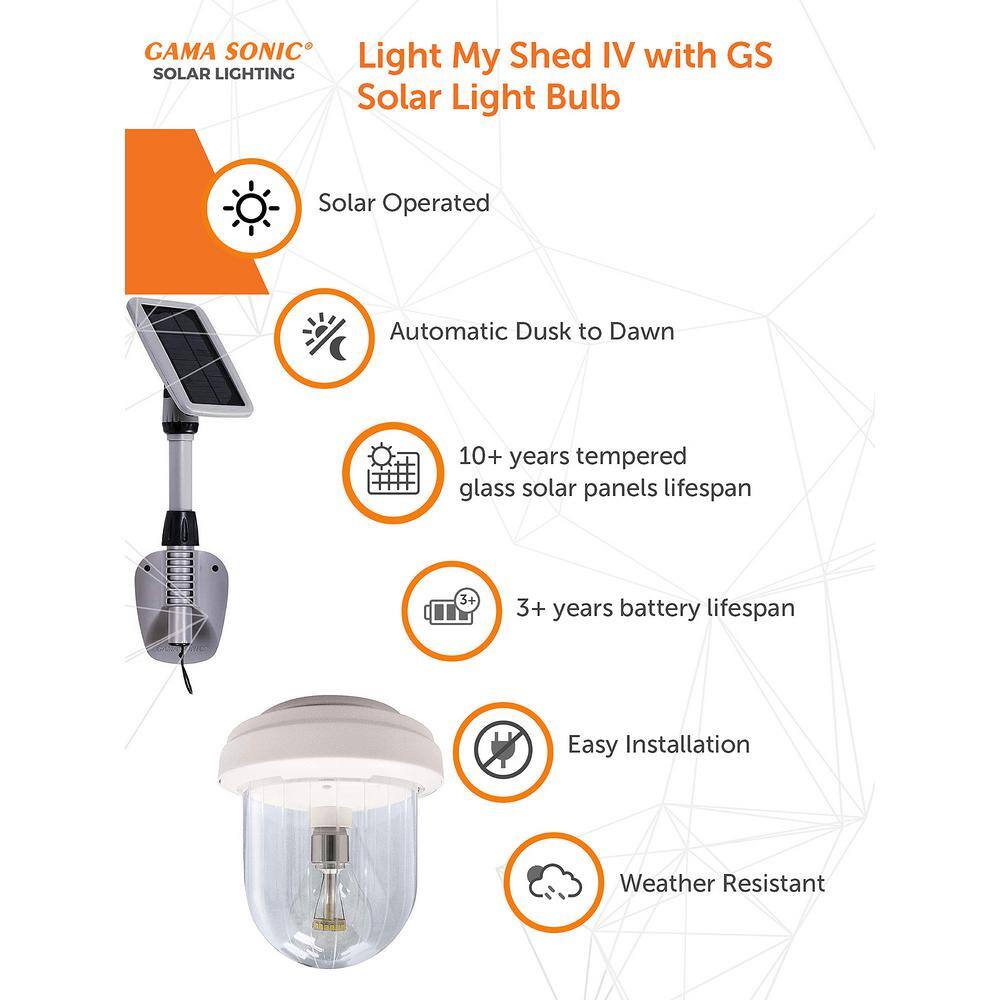 GAMA SONIC Light My Shed IV Solar Shed Light 67-Watt Equivalent 2-Light Integrated LED White Solar Area Light 6000K 16B02