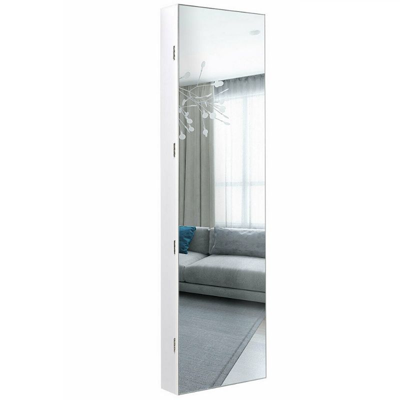 Wall and Door Mounted Mirrored Jewelry Cabinet with Lights