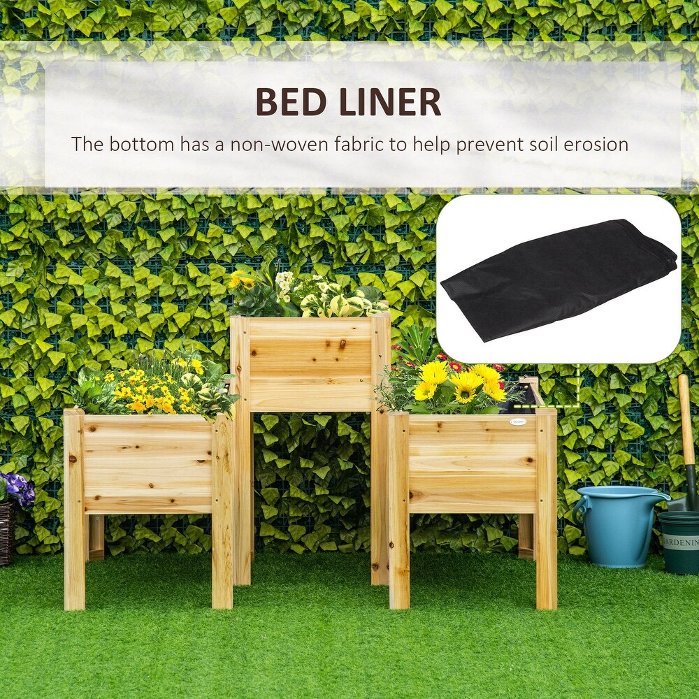 Outsunny Raised Garden Bed Set of 3  Elevated Wood Planter Box with Legs and Bed Liner for Backyard and Patio to Grow Vegetables