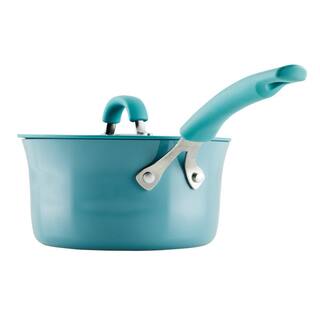 Rachael Ray Cook Plus Create 10-Piece Agave Blue Aluminum Nonstick Cookware Set with Lids 14748