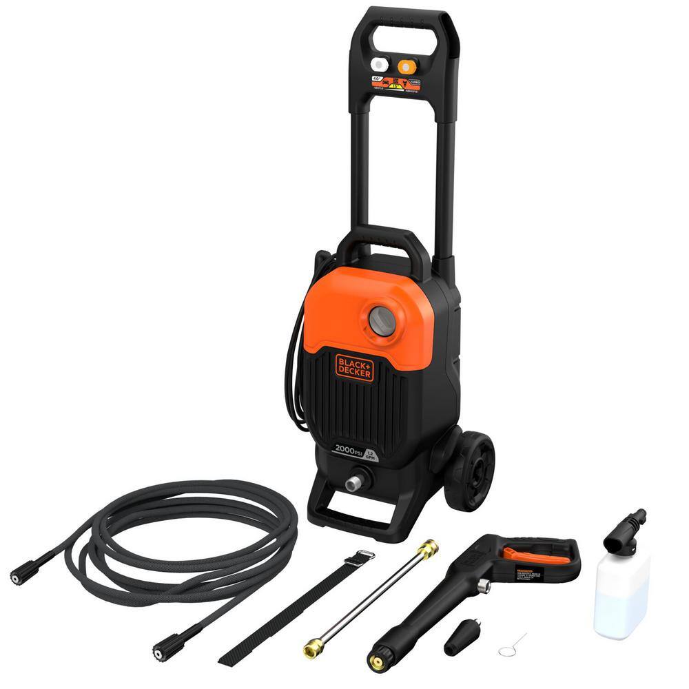 BLACK+DECKER 2000 PSI 1.2 GPM Cold Water Electric Pressure Washer with Integrated Wand and Hose Storage BEPW2000