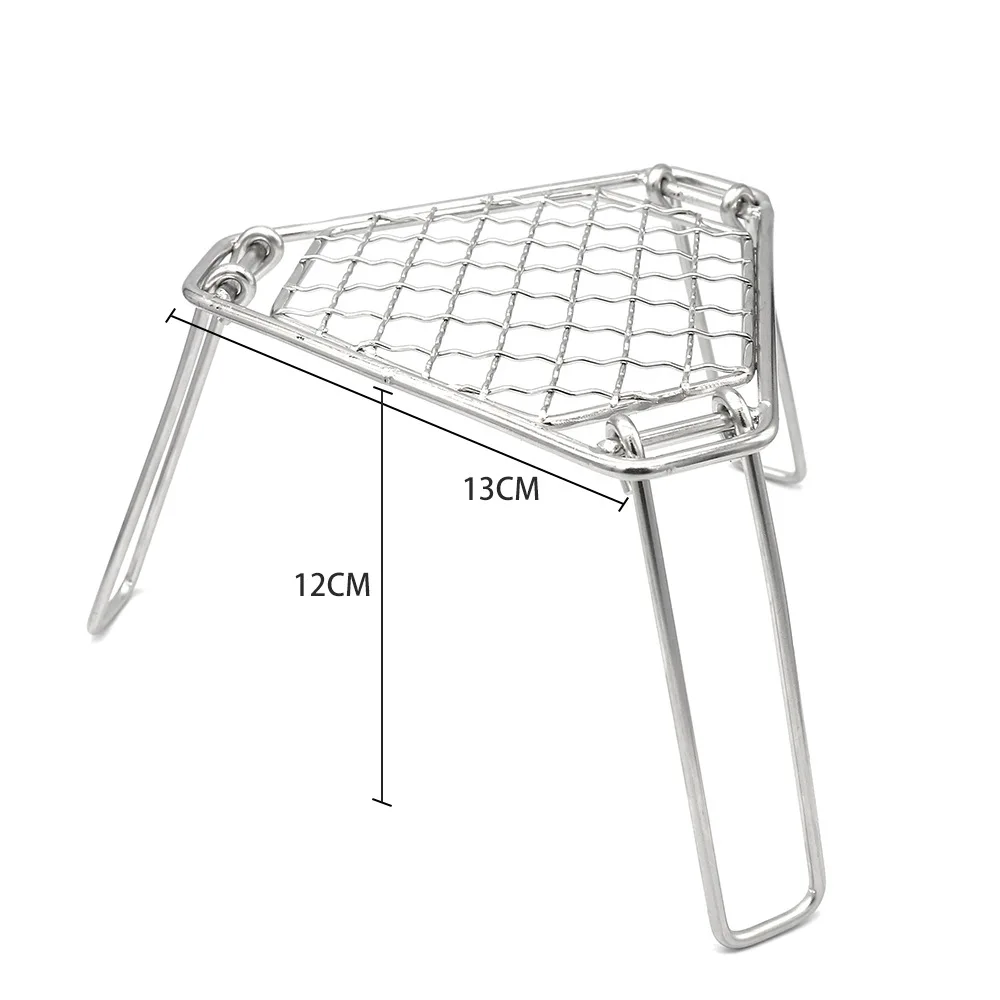 Outdoor portable integrated Triangle Grill Cookout Collapsible mini stainless steel BBQ Cookout bonfire rack