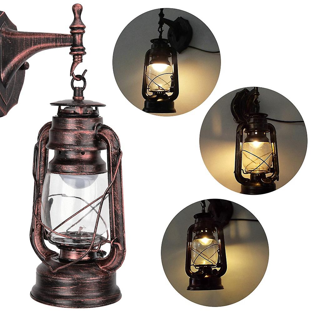 111-240v Retro Style Sconce Light Antique Iron Wall Lamp Fixture For Cafe Bar Hallway Red Bronze