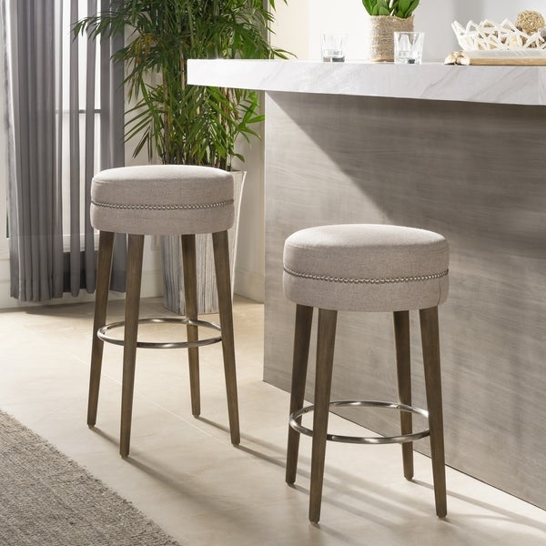 Carson Carrington Parsbol 30-inch Country Grey Backless Bar Stool