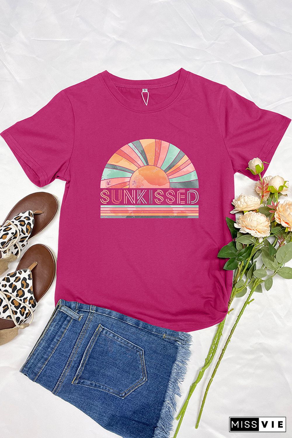 Rainbow Sunkissed Sleeve Graphic Tee Wholesale