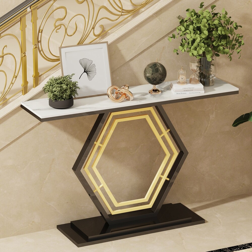 Long Marble Console Table Hallway Sofa Side Table Hexagon Pentagon Frame