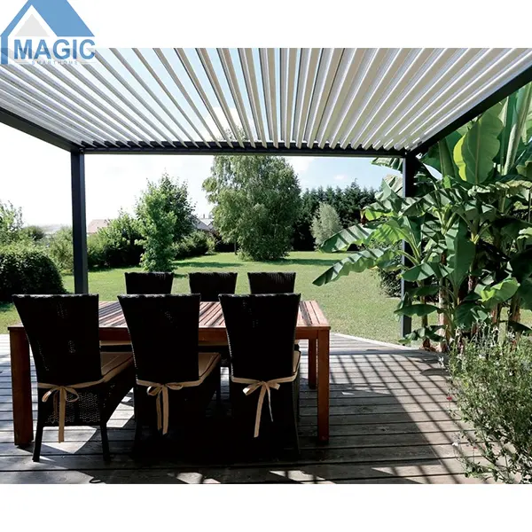 pvc fabric retractable roof pergola high quality outdoor remote control aluminum pergola Chinese factory supply