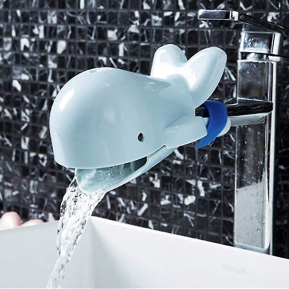 1 Pack Faucet Extender， Children's Bathroom Washing Hands Happy Fun Animal Bathroom Sink (blue)