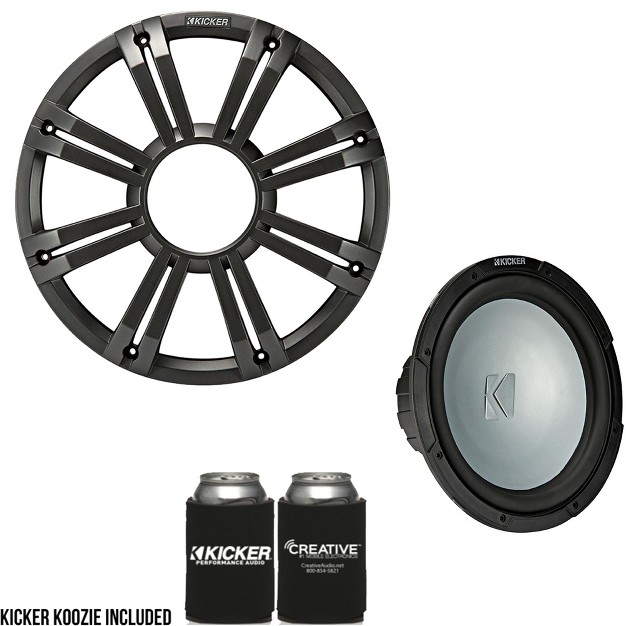 Kicker 45kmf104 10 Inch Led Marine Subwoofer In Charcoal 4 Ohm Each freeair