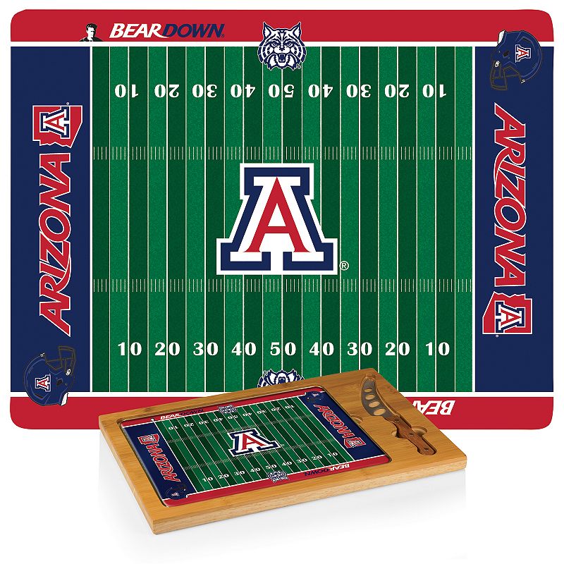 Picnic Time Arizona Wildcats Icon Glass Top Cutting Board and Knife Set