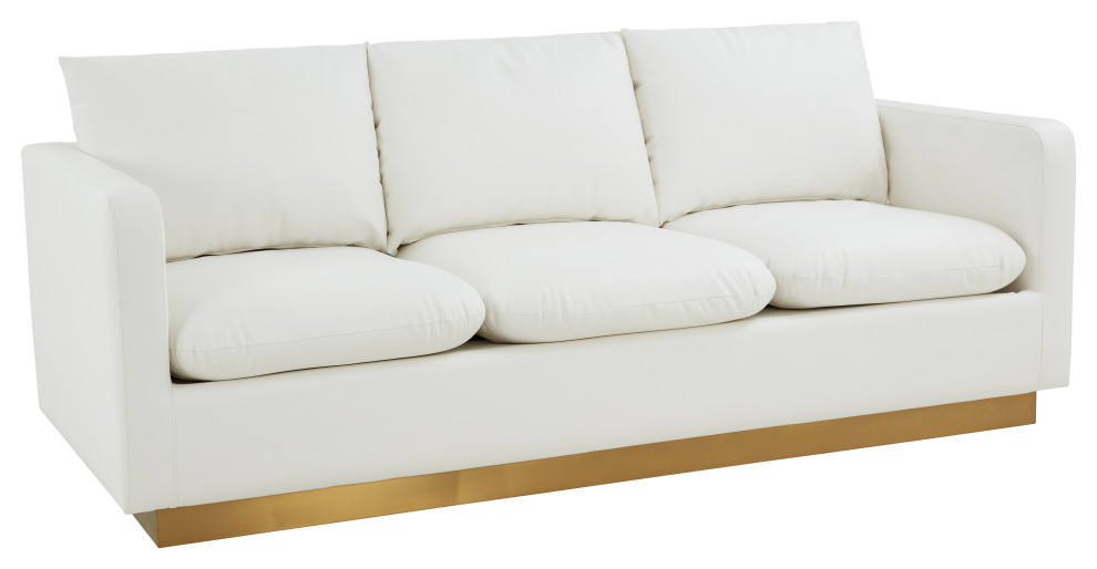 LeisureMod Nervo Modern Leather Sofa With Gold Base   Contemporary   Sofas   by LeisureMod  Houzz