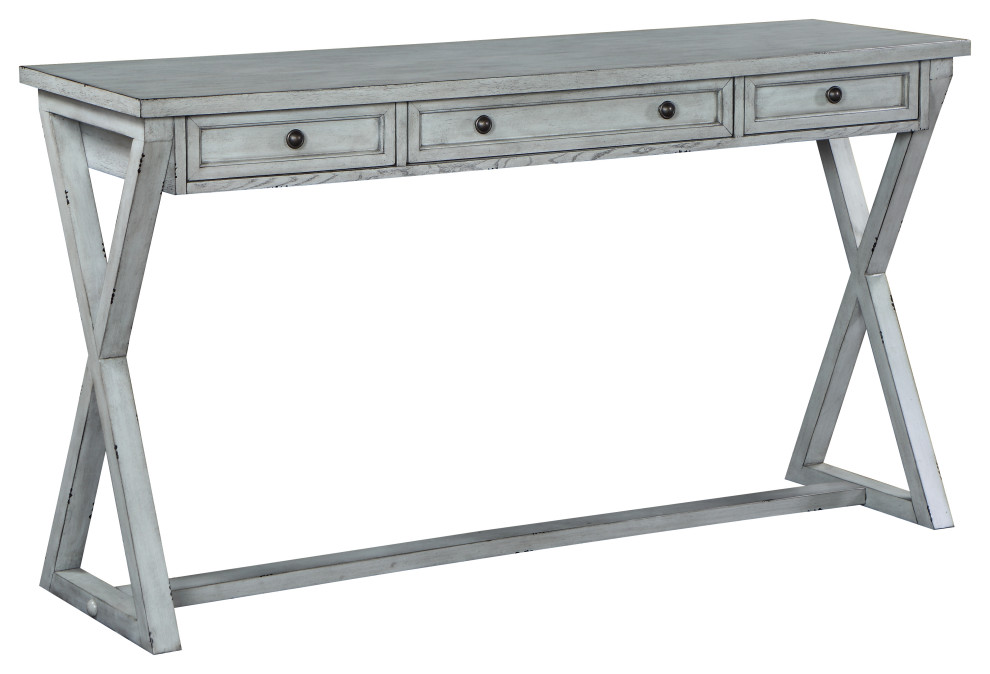 Keats French Country Style 3 Drawer Console Table Light Grey   Farmhouse   Console Tables   by Coast to Coast Imports  LLC  Houzz