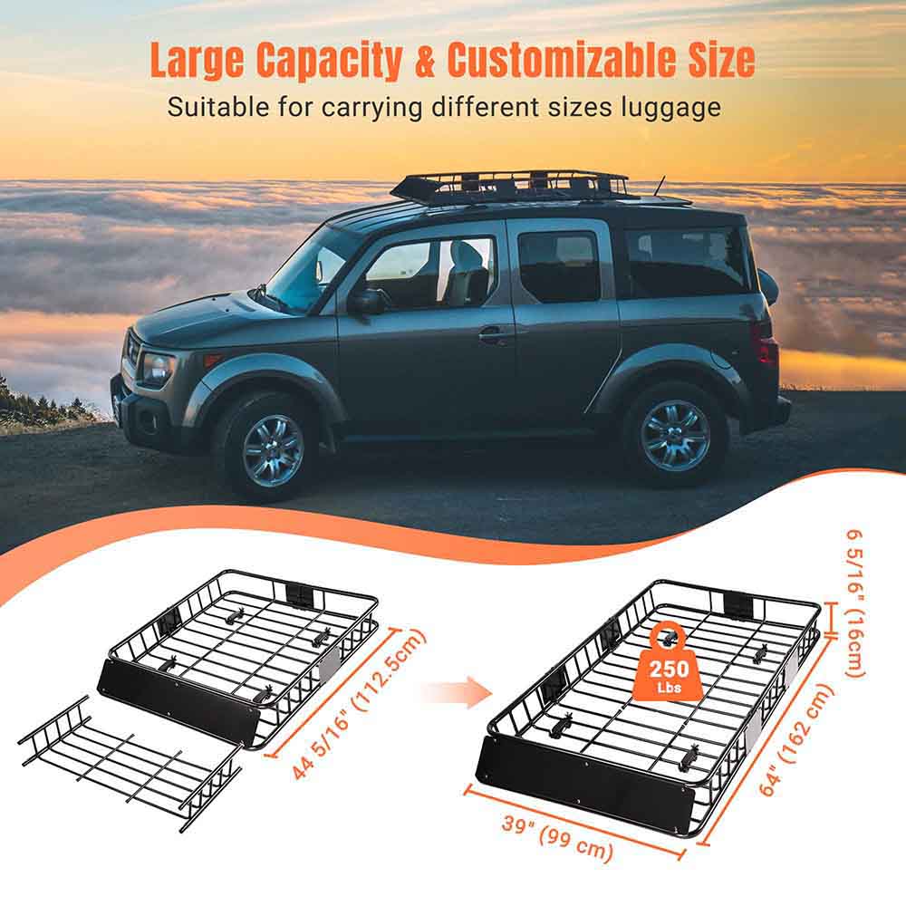 Yescom 64in Car Rooftop Cargo Basket Carrier w/ Extension Universal