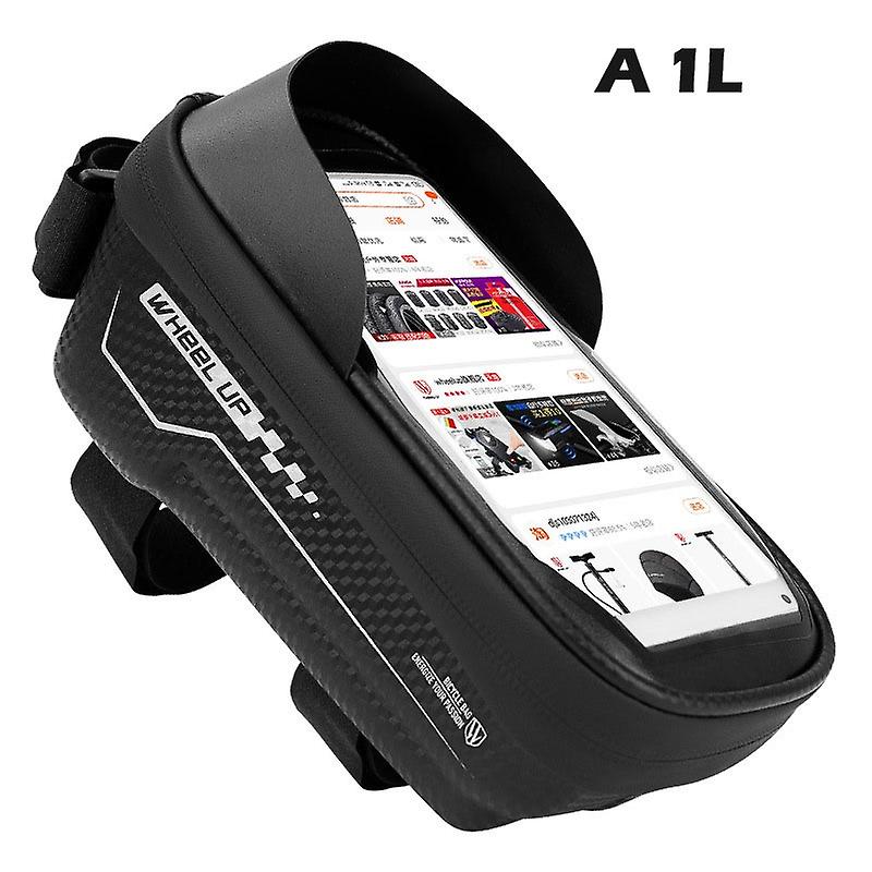 7 Inch 1.5 L Bike Phone Mount Front Frame Bag Waterproof Bicycle Top Tube Handlebar Bags With Reflective Anti-glare Suitable For Mobile Phone