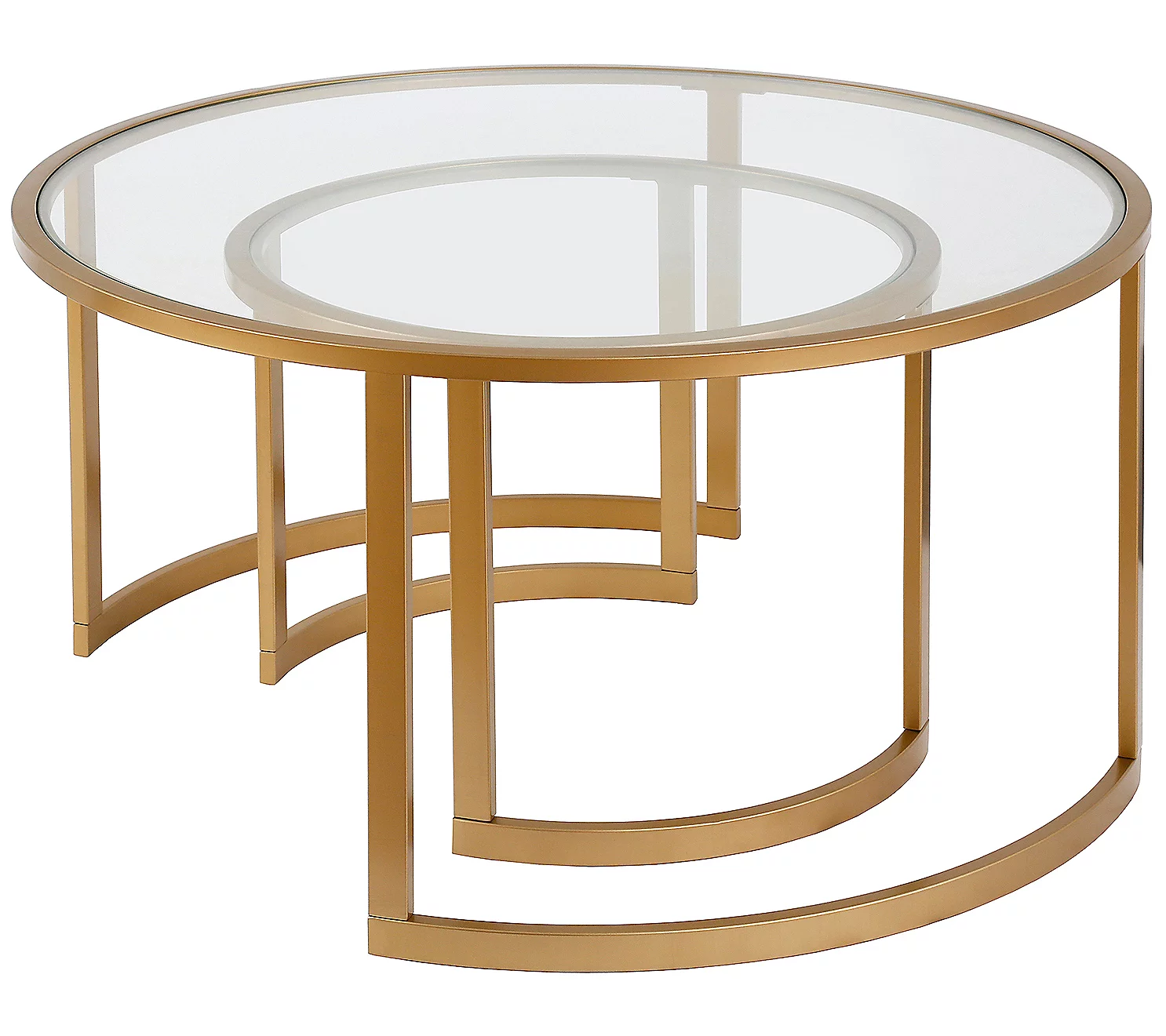 Hudson and Canal Mitera Round Nested Coffee Table in Brass