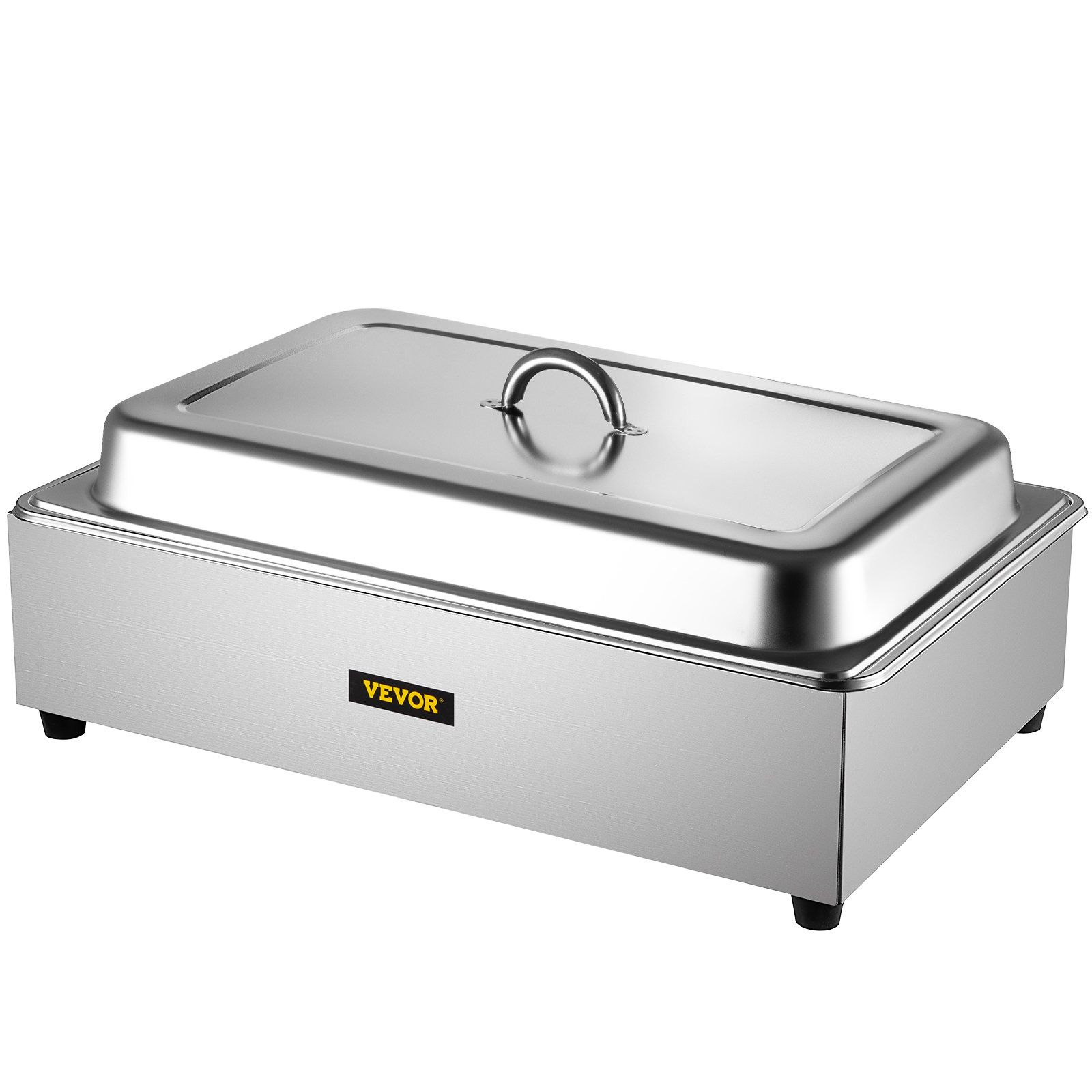 VEVOR Commercial Food Warmer， Full-Size 1 Pot Steam Table with Lid， 9.5 Quart Electric Soup Warmers， Grade Stainless Steel Bain Marie Buffet Equipment， Fits 21 x 13.2 Pan， 400W， for Restaurant， Sliver