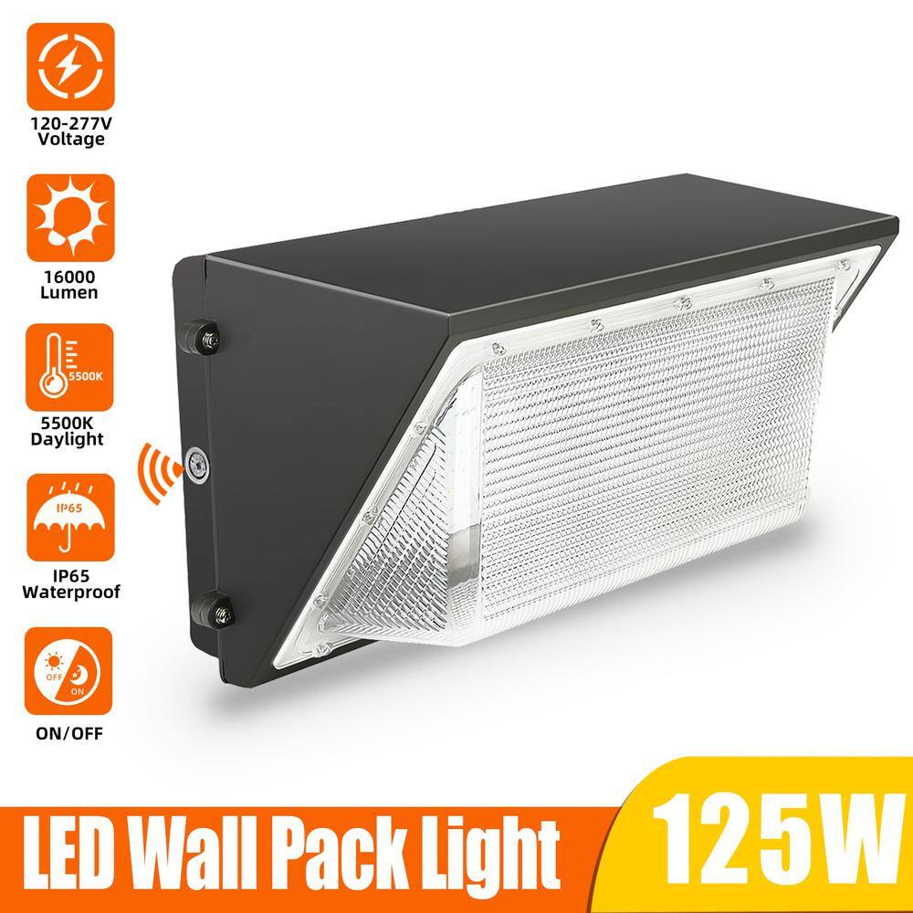 WYZM 800-Watt Equivalence Integrated LED Black Outdoor Dusk to Dawn Wall Pack Light 16000 Lumens 5500K White WP125B