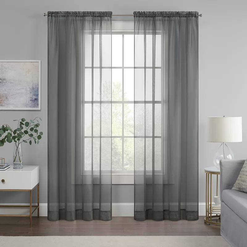 eclipse Livia Sheer Voile Rod Pocket Window Curtain Panel