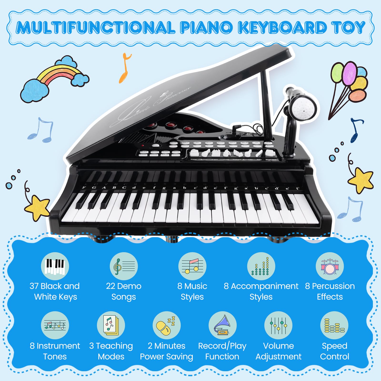 Costzon 37 Keys Kids Piano Keyboard with Stool