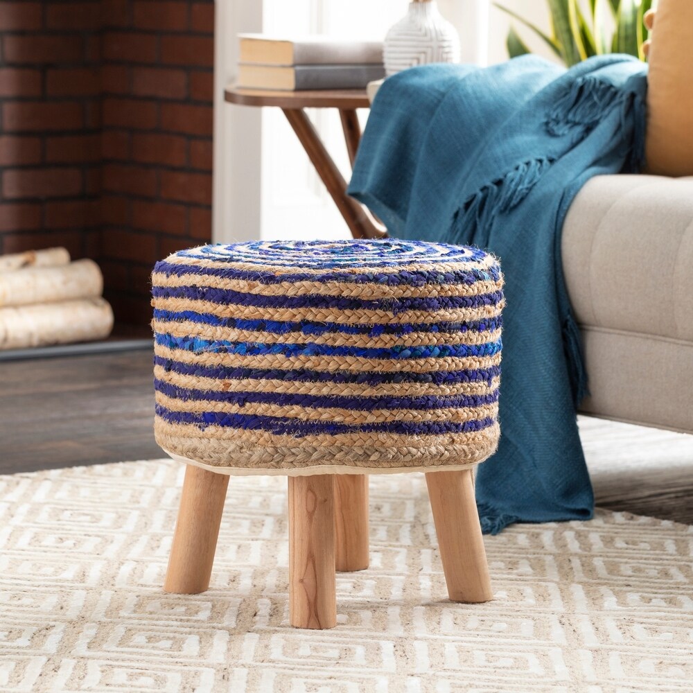 Artistic Weavers Baeley Hand Crafted Bohemian Jute and Wood Foot Stool