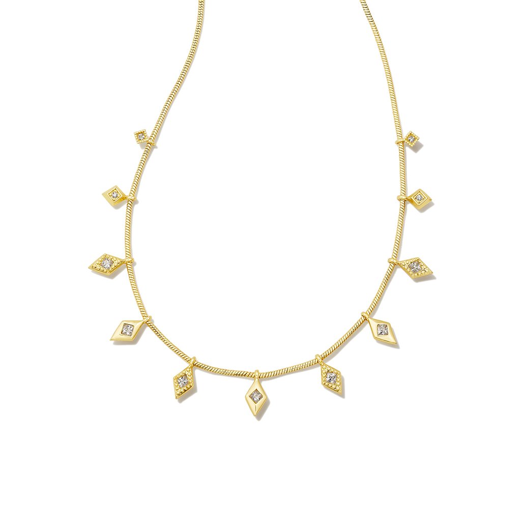 Kendra Scott  Kinsley Gold Strand Necklace in White Crystal