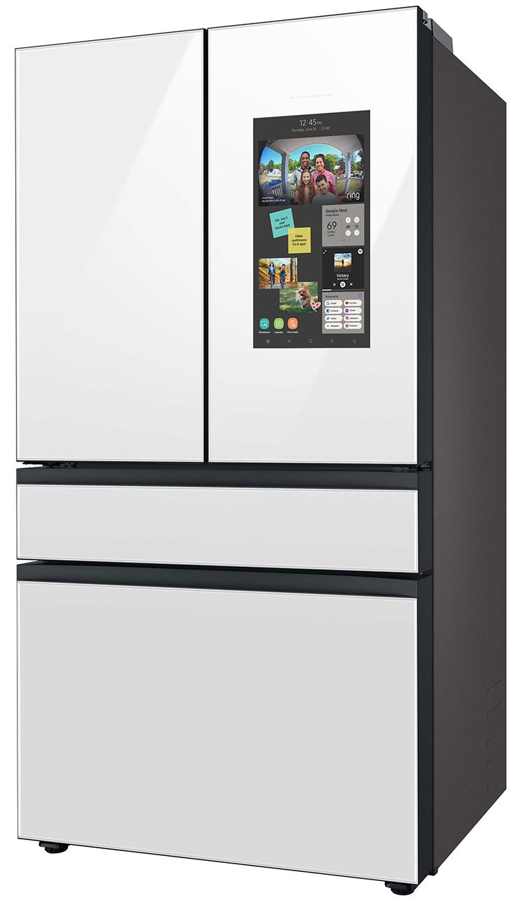  29 Cu. Ft. Custom Panel-Ready With White Glass Family Hub Panel BESPOKE 4-Door French Door Refrigerator