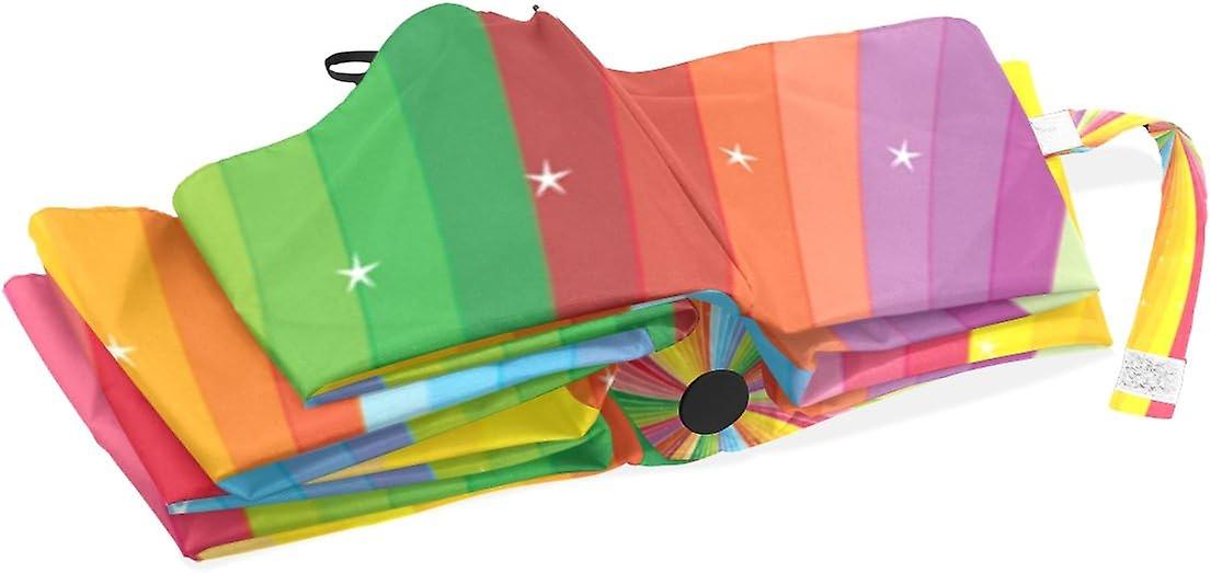 Colourlife Colorful Rainbow Auto Open Close Foldable Windproof Outdoor Umbrella