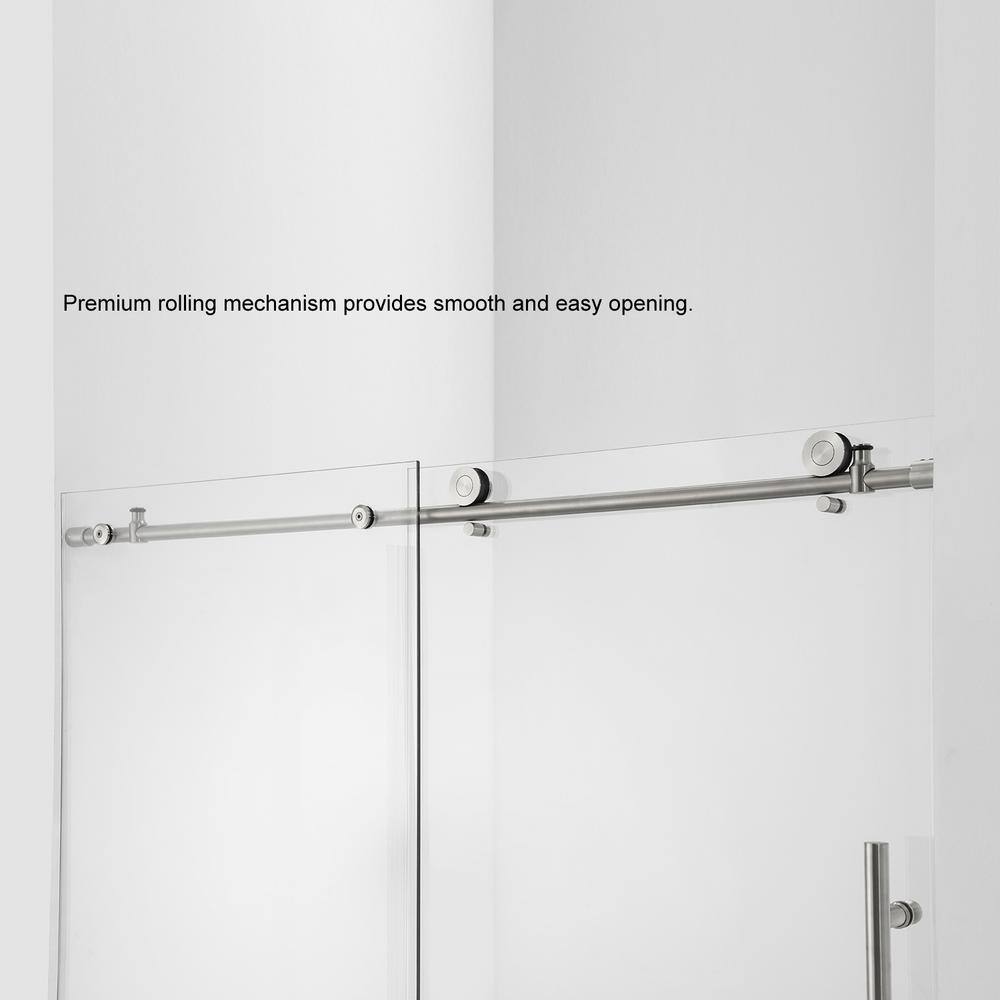 ROSWELL Villena 60 in. W x 58 in. H Single Sliding Frameless Tub Door in Brushed Gold with Clear Glass 812160-SS-BG