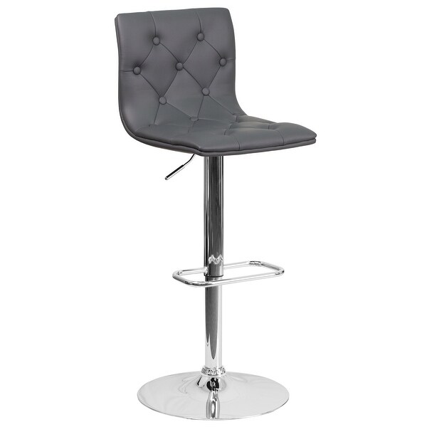 2 Pack Contemporary Button Tufted Adjustable Height Barstool with Chrome Base - 15