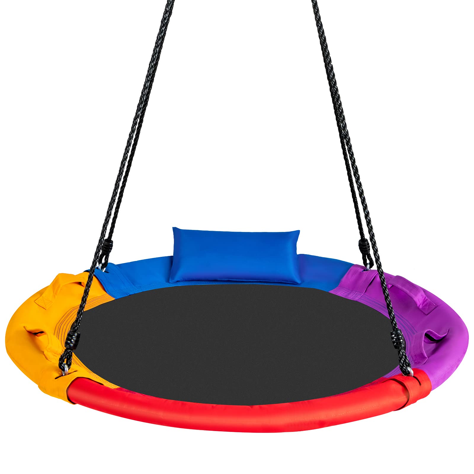 Costzon 40'' Saucer Tree Swing, Round Flying Nest Tree Swing with Oxford Cloth Platform