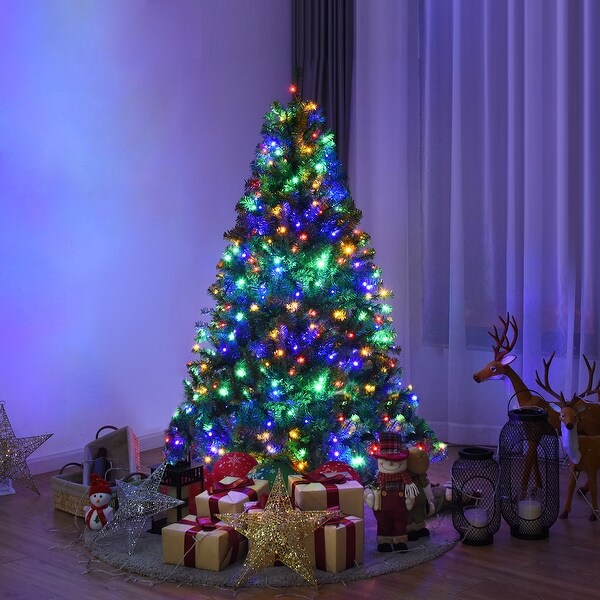 Costway PreLit Artificial Christmas Tree 5Ft Hinged 150 LED Lights