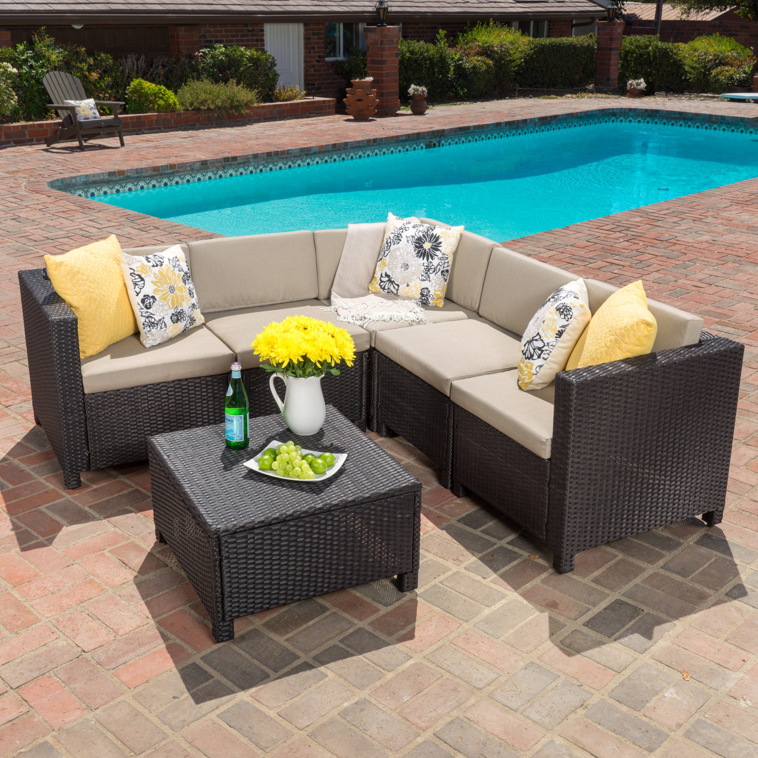 Valona Outdoor Wicker V Shaped Sectional Sofa Set