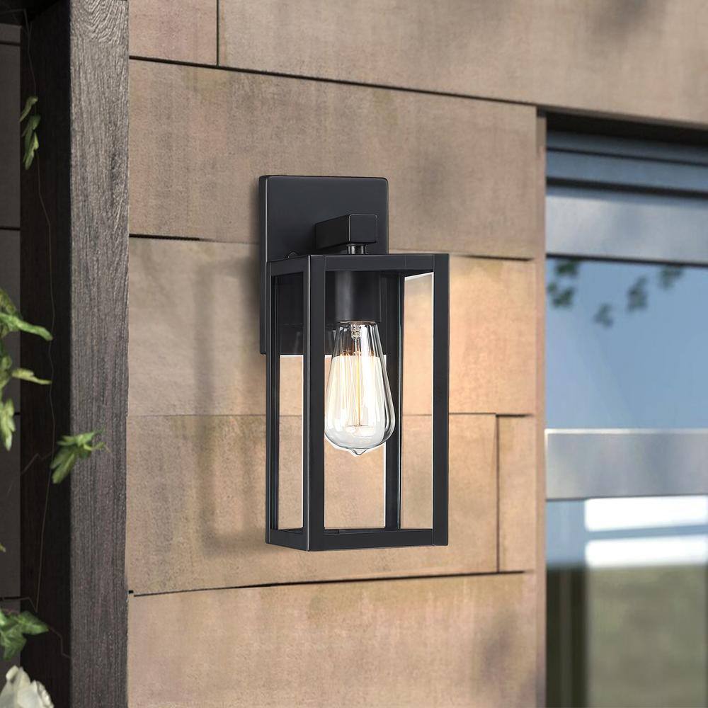 Hukoro Martin 1-Light Matte Black Outdoor Wall Lantern Sconces (2-Pack) F87702-BK