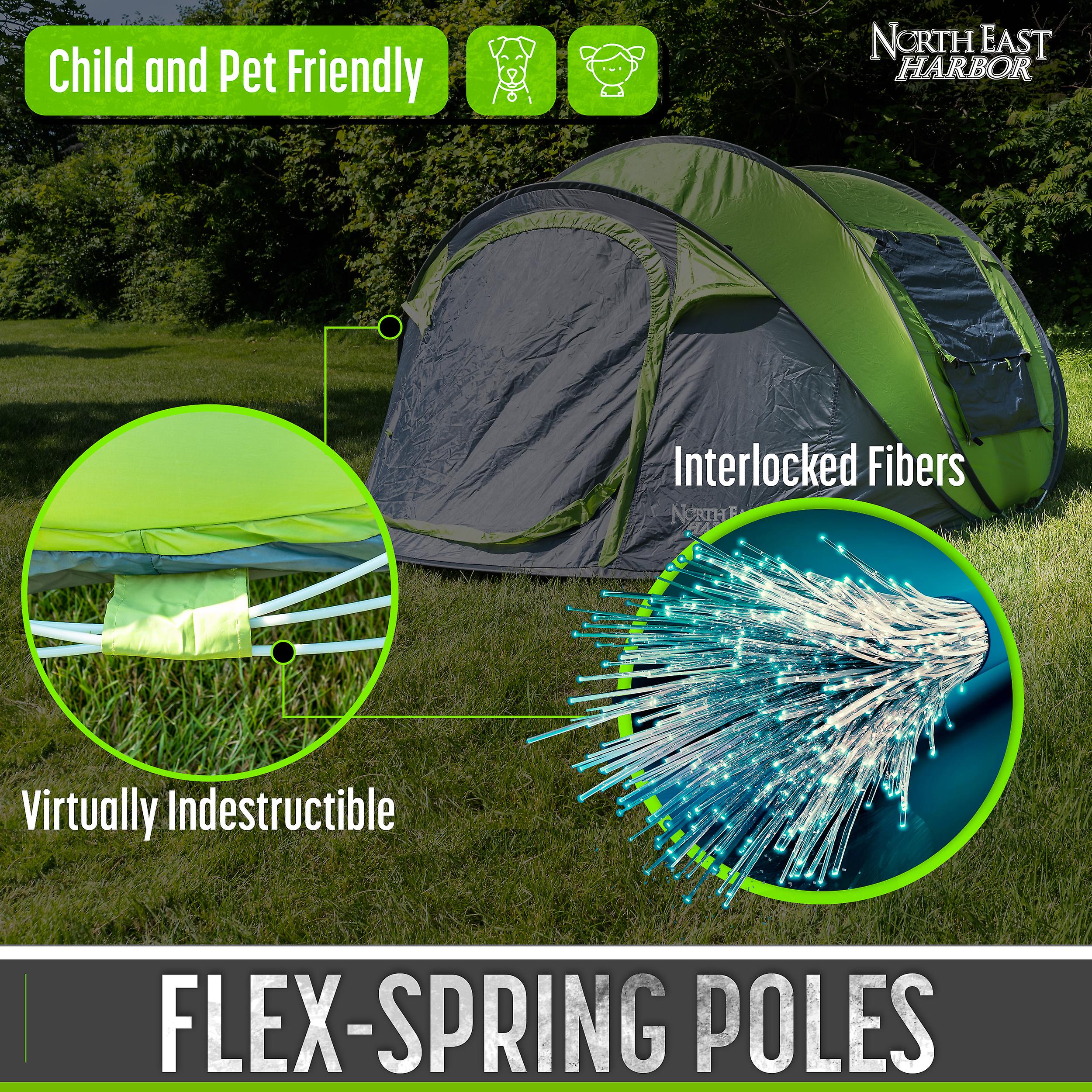 4 Person Easy Pop Up Tent Water-Resistant Lightweight Portable Camping Tent Instant Tent Quick Automatic Setup Family Tent with Porch Ideal for Camping， Backpacking， Hiking， Traveling， Beach， Festival