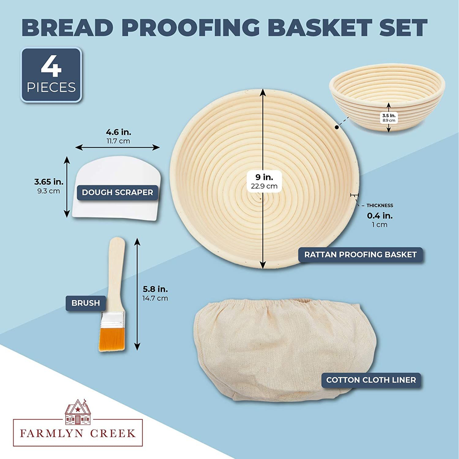 Set of 4 Bread Proofing Basket 9