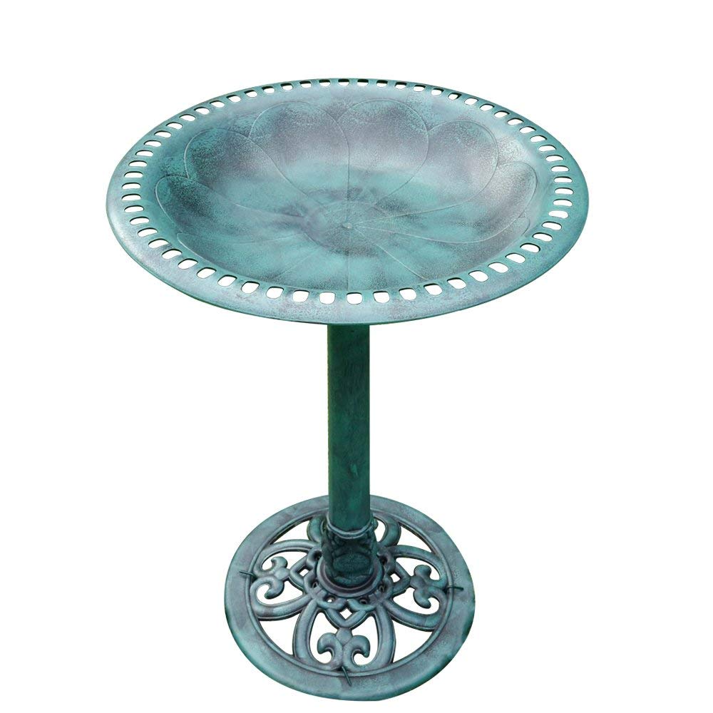 VIVOHOME 28In Height Polyresin Lightweight Antique Outdoor Garden Bird Bath Green