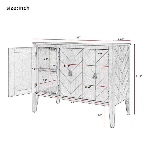 Brown Wooden Entryway Console Table Storage Cabinet with Adjustable Shelf