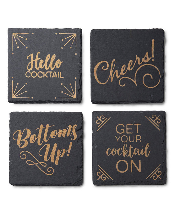 American Atelier 4 X 4 Slate Coasters Square Set 4 Piece