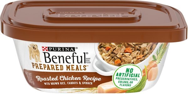 Purina Beneful Prepared Meals Roasted Chicken Recipe with Brown Rice， Carrots and Spinach Wet Dog Food