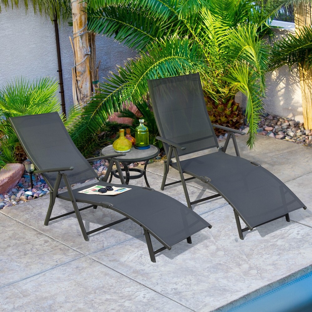 Nuu Garden Outdoor Textilene Lounge Chair in Cape Coral Mesh   67.5*24.5*26 inches