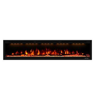 CASAINC 86 in. Wall-Mounted and Recessed Electric Fireplace in Black CA-BI84