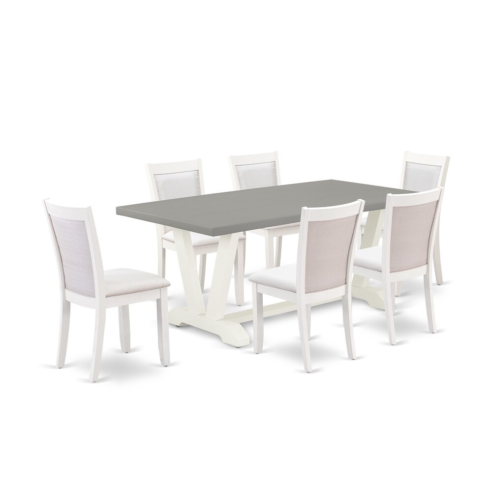 Dining Table Set Consists of a Dining Table and Baby Blue Dining Chairs   Wire Brushed linen white Finish(Pieces Options)