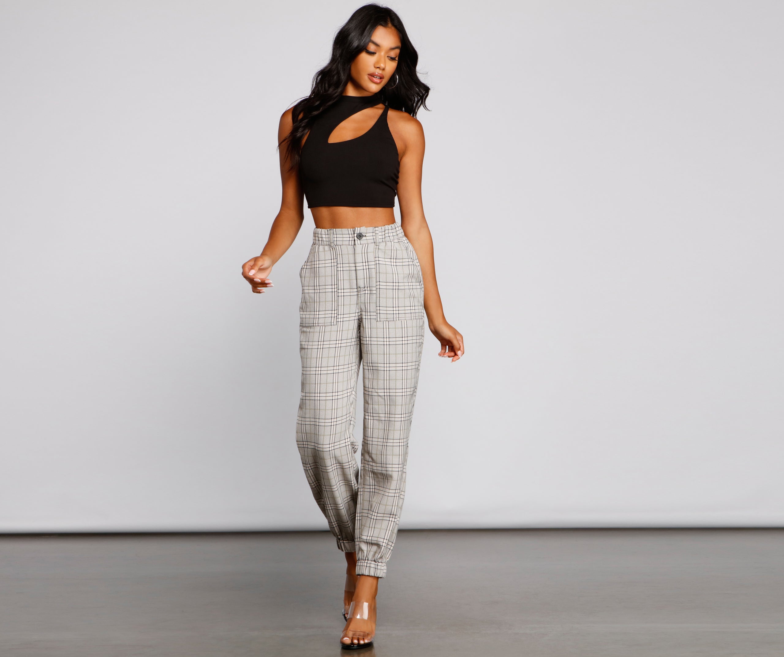 Keeping It Classy High Rise Plaid Jogger