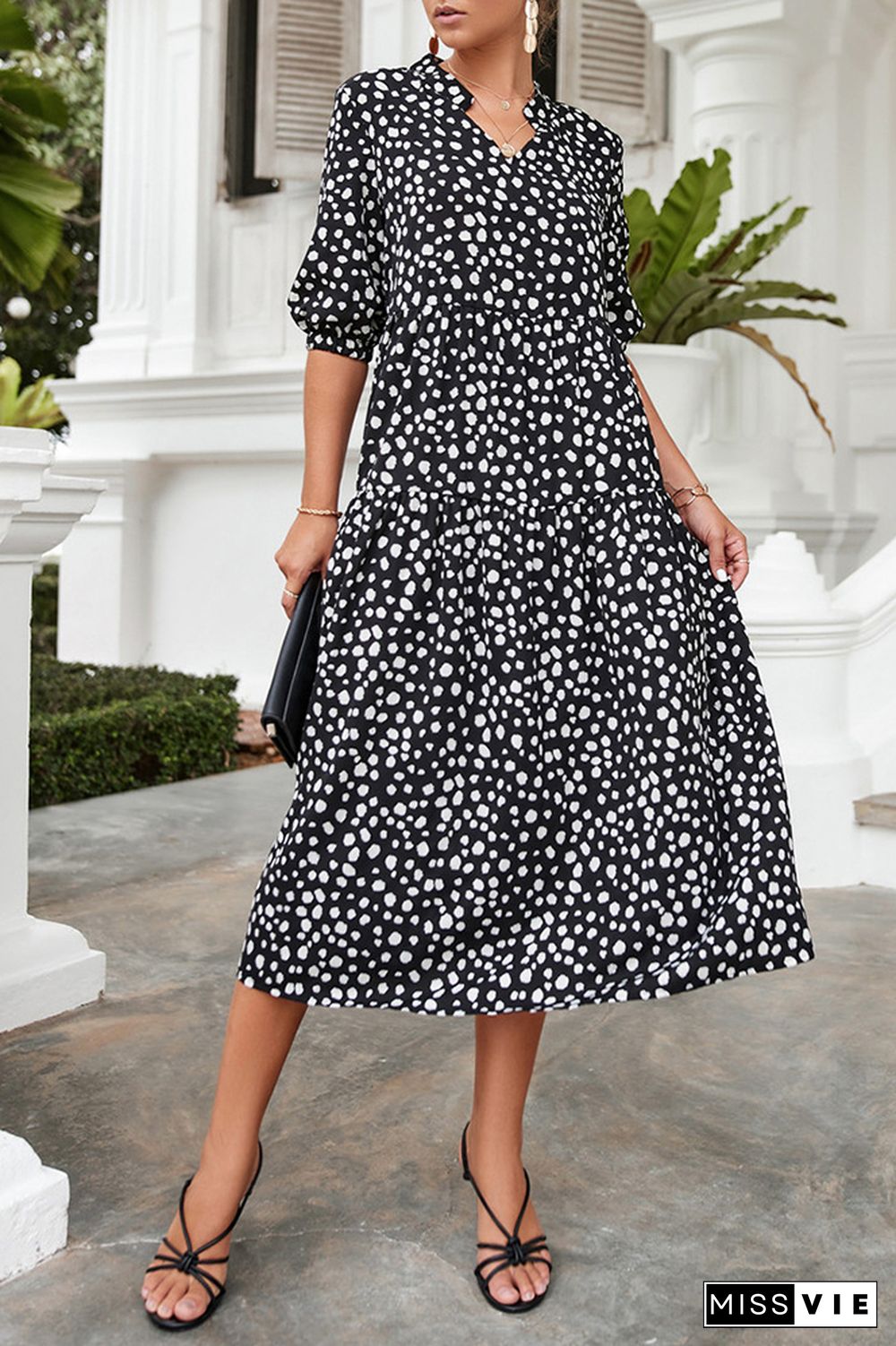 Polka Dot V-neck Dress Wholesale