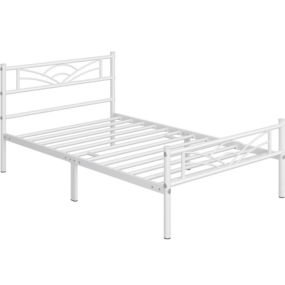 Yaheetech Metal Platform Bed Frame with Underbed Storage Bed Frame with Cloud inspired Design Headboard