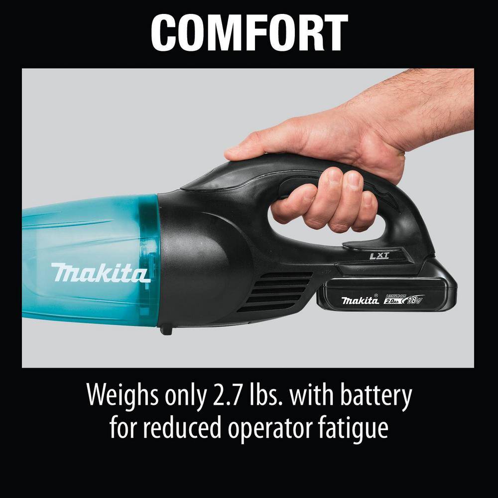 Makita 18V LXT Lithium-Ion Handheld Compact Cordless Vacuum Kit 2.0 Ah XLC02R1B