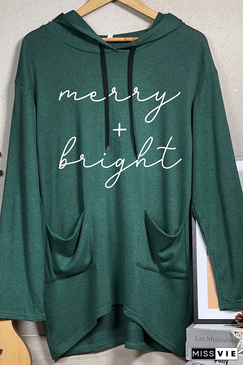 Merry + Bright Pockets Long Sleeves Hooded Dress Wholesale