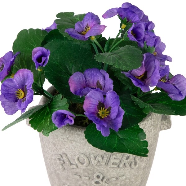 7 Purple Pansy Artificial Floral Arrangement inFlowers and Garden Pot