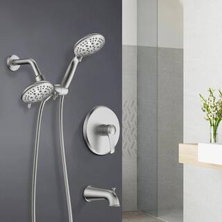 Tahanbath Single-Handle 6-Spray Tub and Shower Faucet with Shower System 4 in. Rain Showerhead (Valve Included) in Brushed Nickel W156667194-KXC