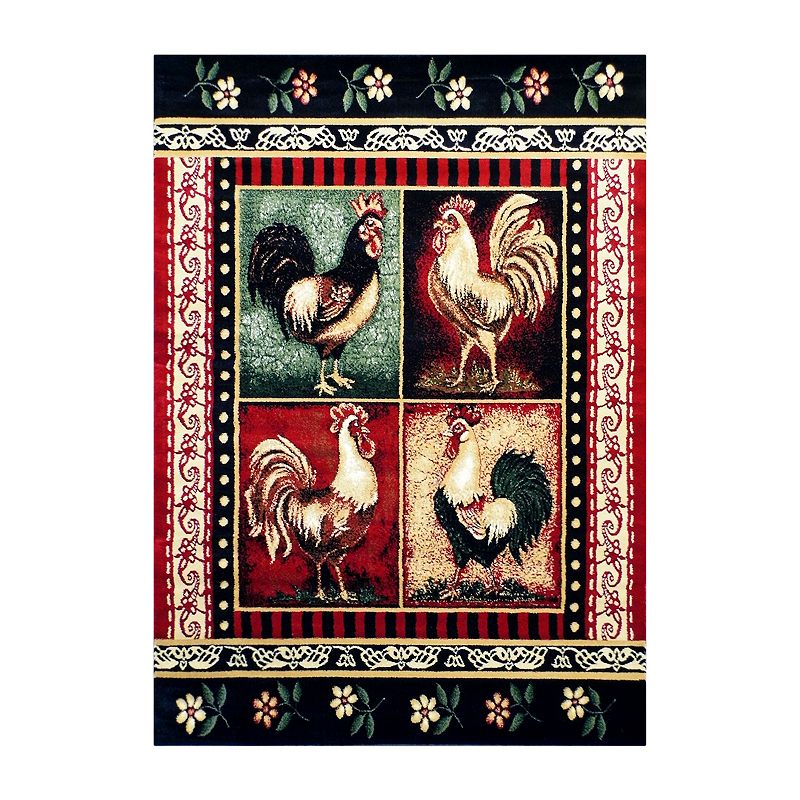 Masada Rugs Masada Rugs 4'x5' Rooster Design Area Rug - Design L379